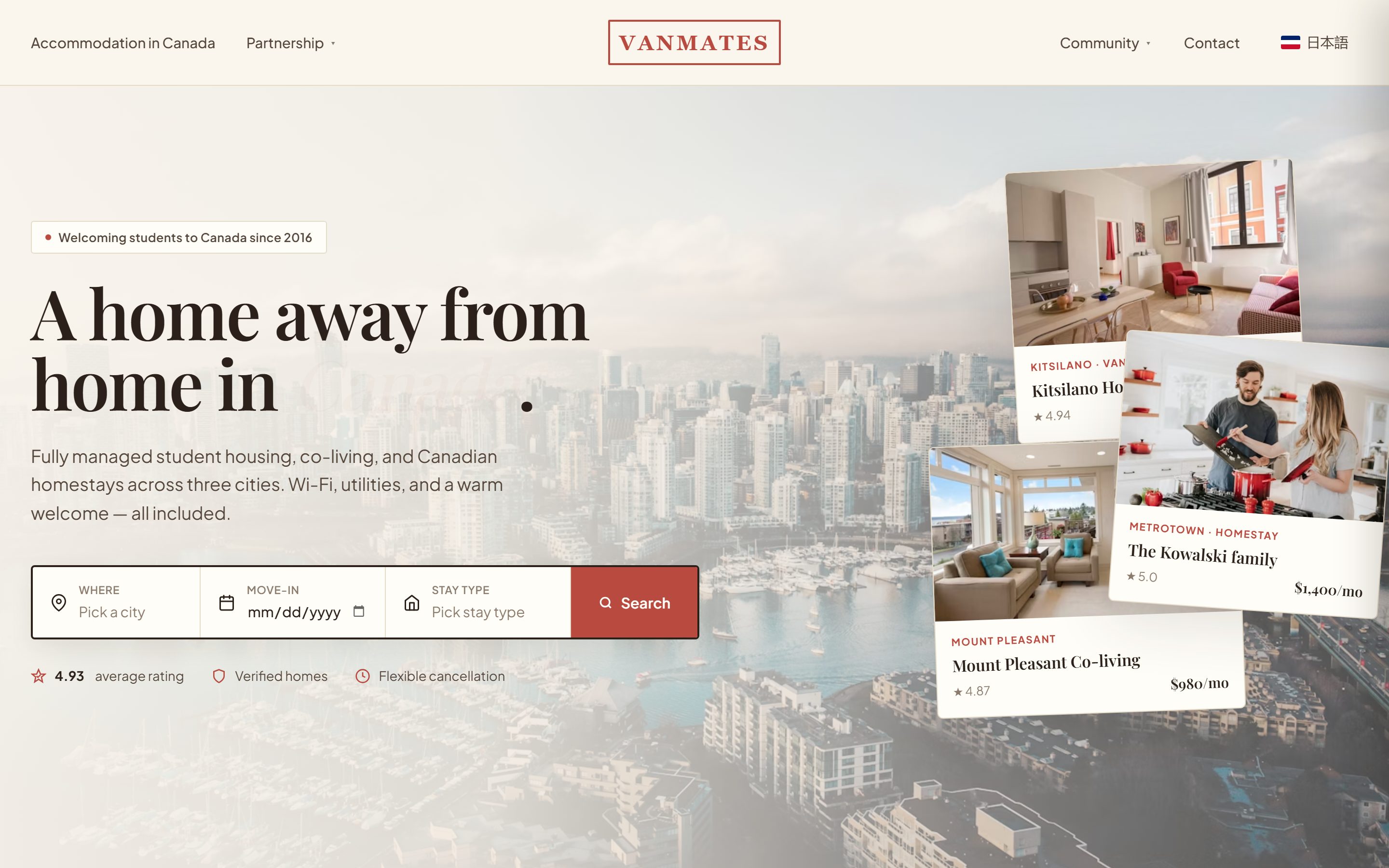 The Vanmates site as it looks live